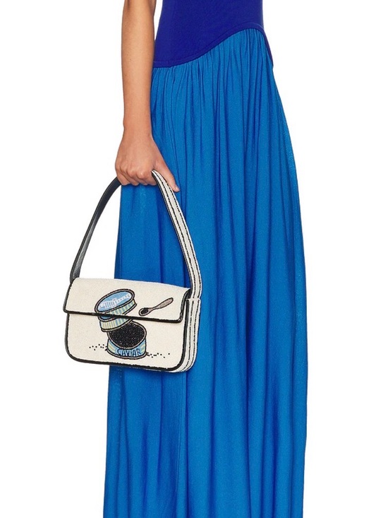 STAUD Handbags - STAUD Tommy Caviar Dreams Beaded Shoulder Bag
